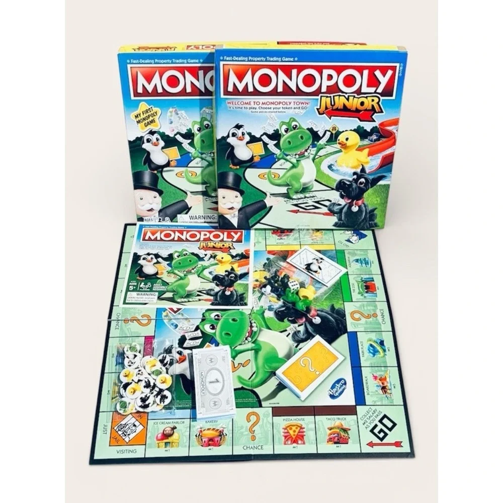 Monopoly Junior Board Game 2017‎ Hasbro Complete Dino Dog Duck Penguin